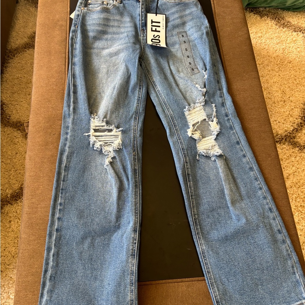 Distressed Blue Jeans